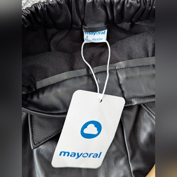 Mayoral Girls (Size 7) Black Faux-Leather Shorts - Picture 5 of 6